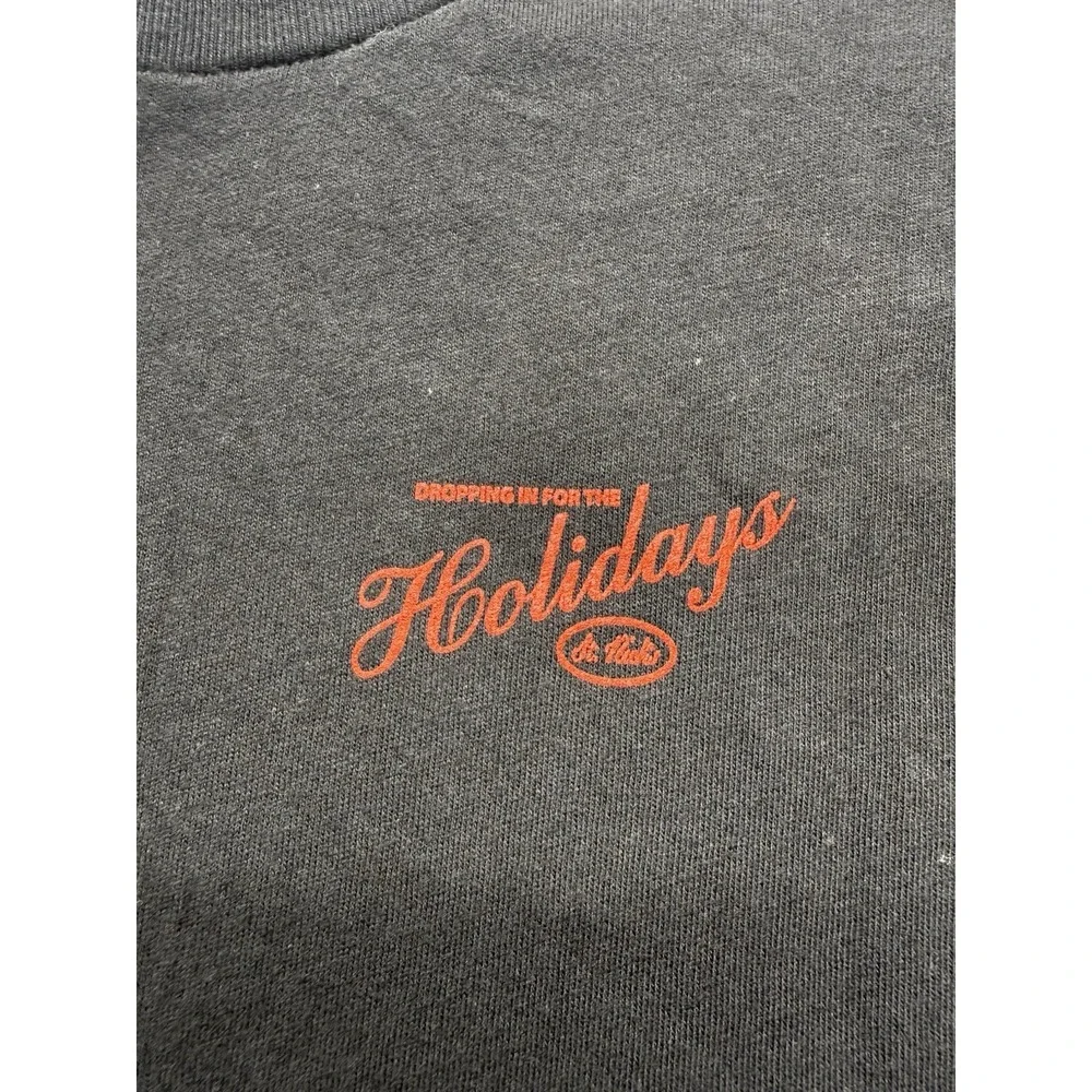 Old Navy Boys L 10-12 Graphic Tee Black Skate Santa Christmas Holidays NWT
